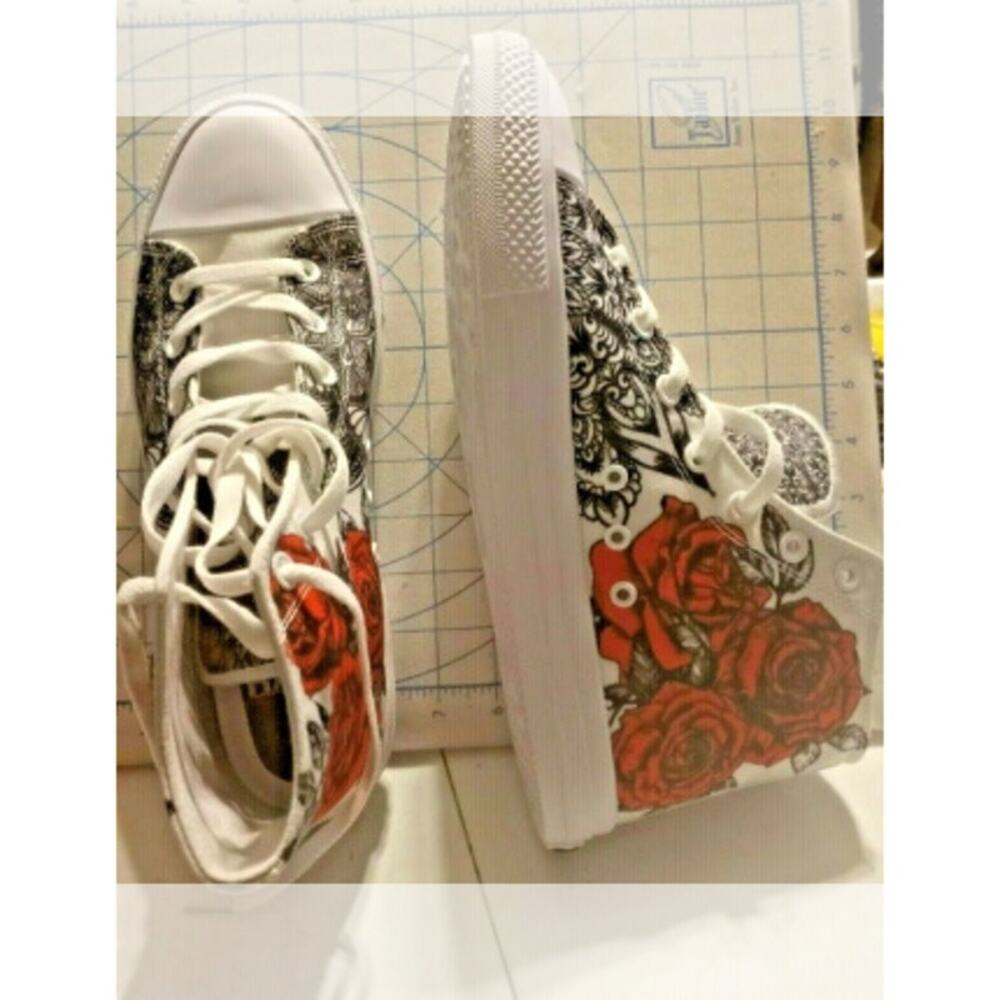 RAAD Shop Abstract & Roses  WHITE Hi-Top 9.5M - Picture 9 of 13